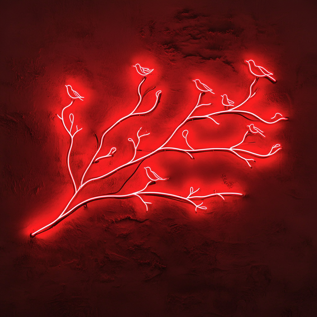 Tree Branch with Birds - Red Neon Sign, 18 Inches