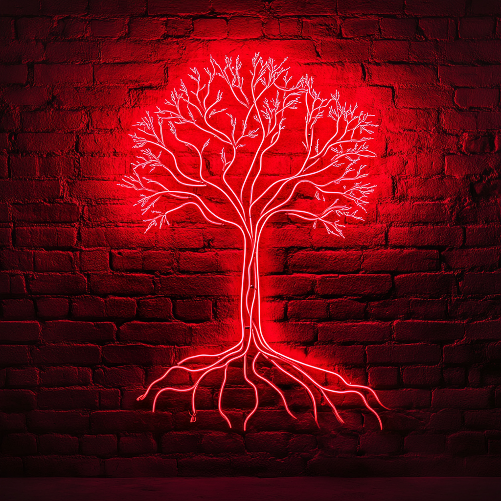 Tree with Roots - Red Neon Sign, 18 Inches