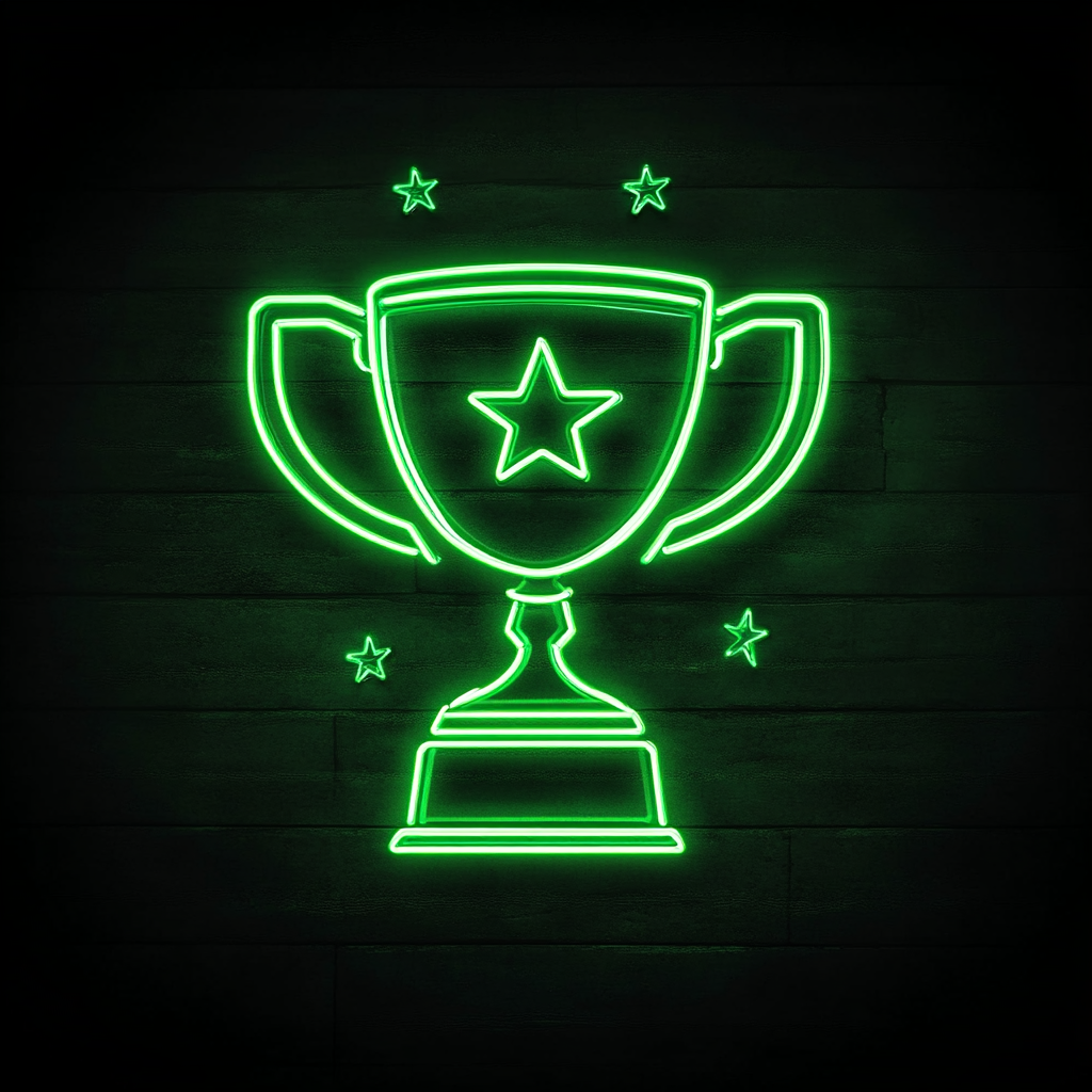 Trophy - Green Neon Sign, 18 Inches