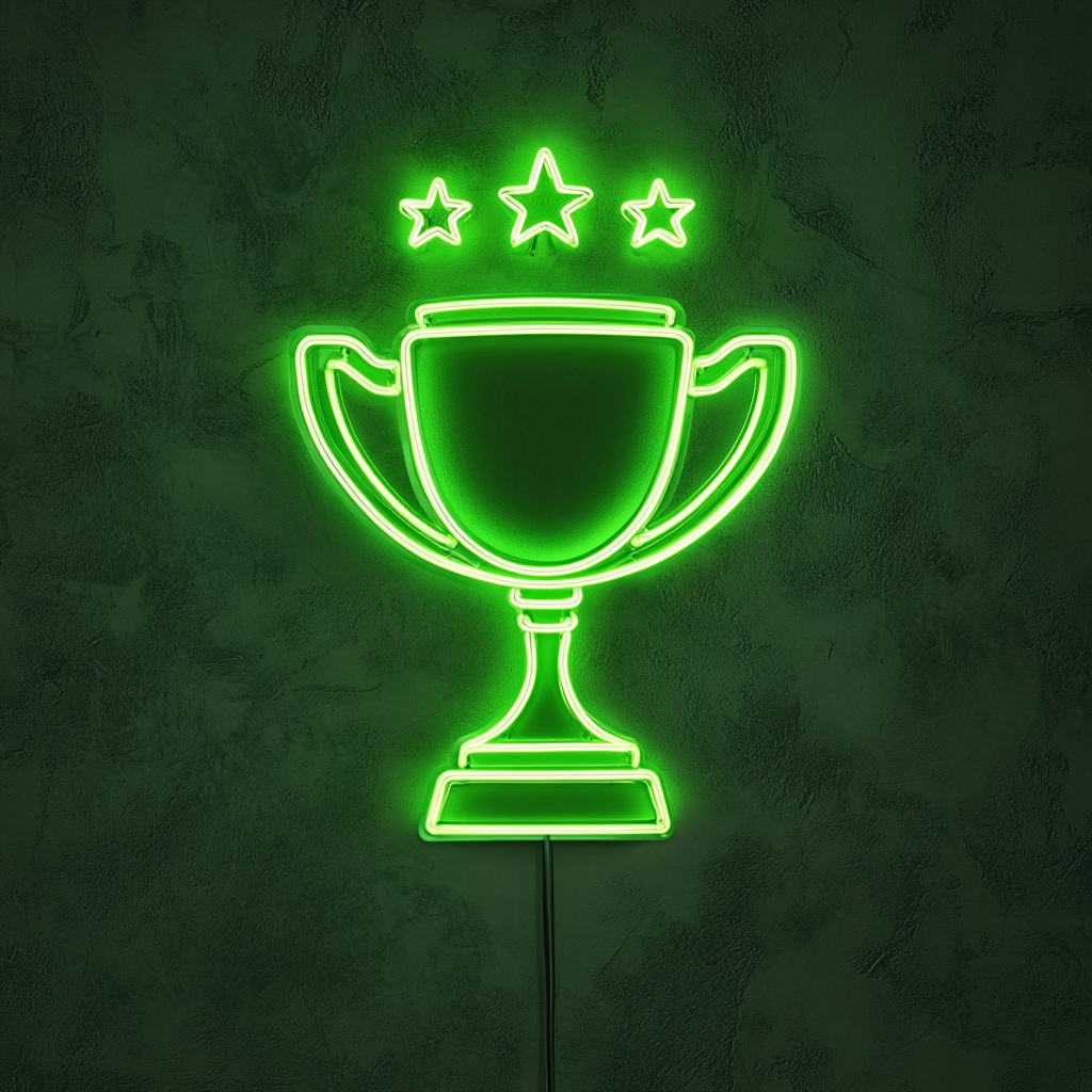 Trophy - Green Neon Sign, 24 Inches