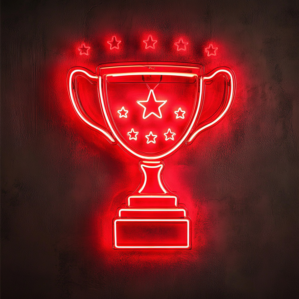 Trophy - Red Neon Sign, 18 Inches