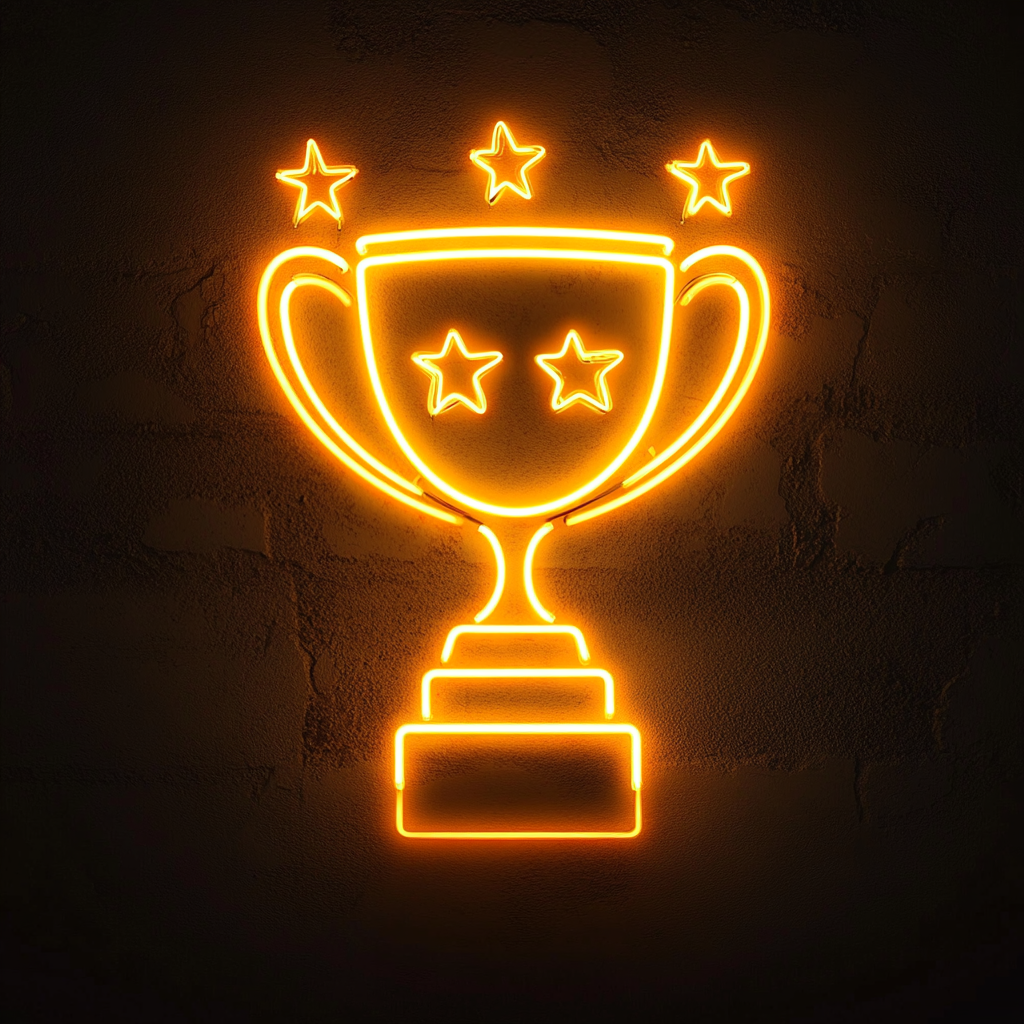 Trophy - Yellow Neon Sign, 24 Inches