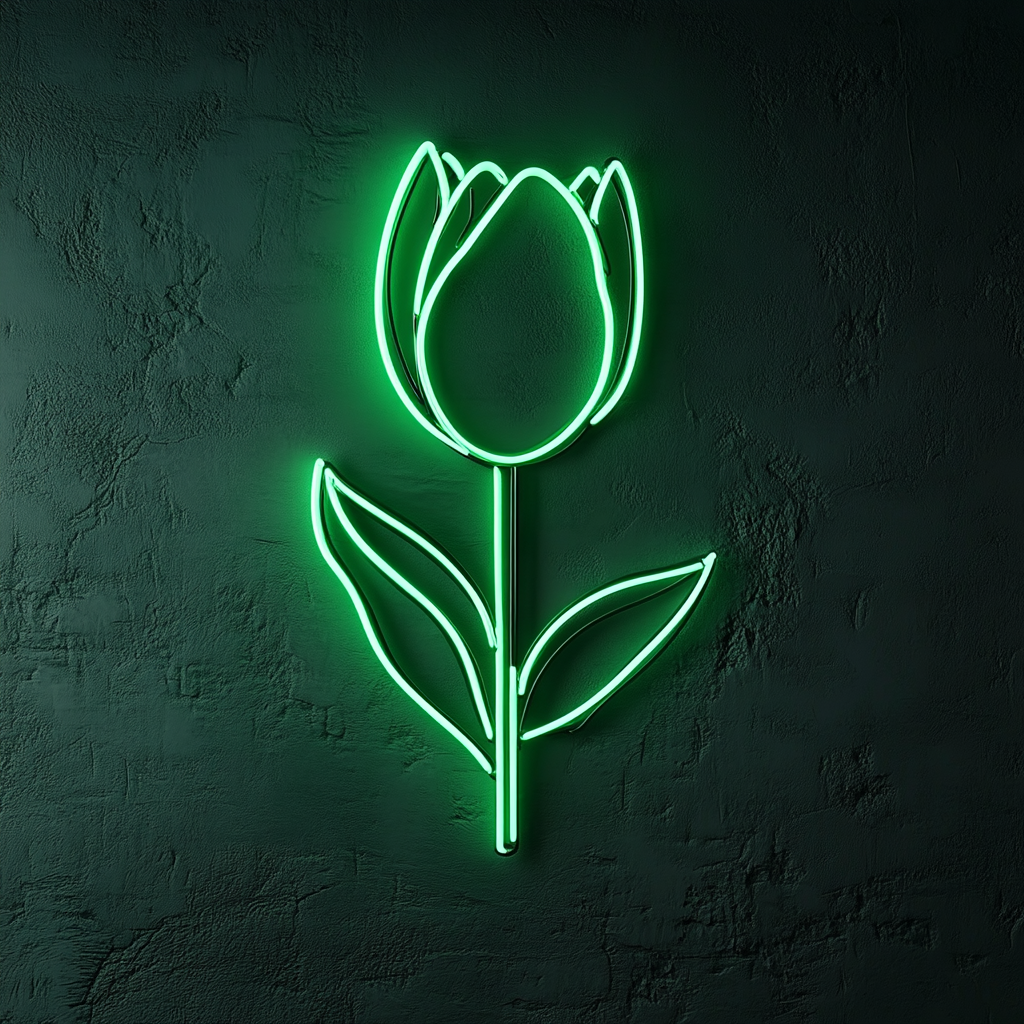 Tulip Flower - Green Neon Sign, 18 Inches