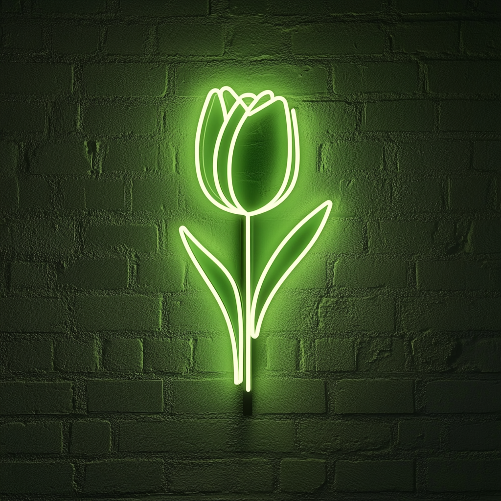 Tulip Flower - Green Neon Sign, 24 Inches