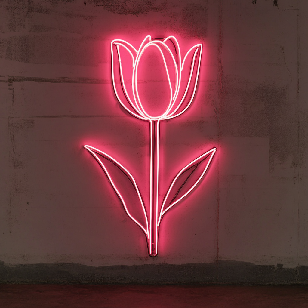 Tulip Flower - Pink Neon Sign, 24 Inches