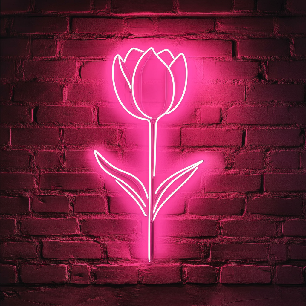 Tulip Flower - Pink Neon Sign, 18 Inches