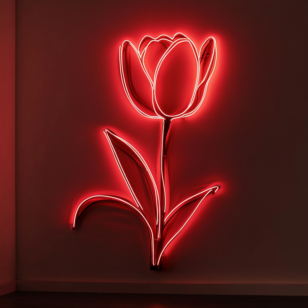 Tulip Flower - Red Neon Sign, 18 Inches