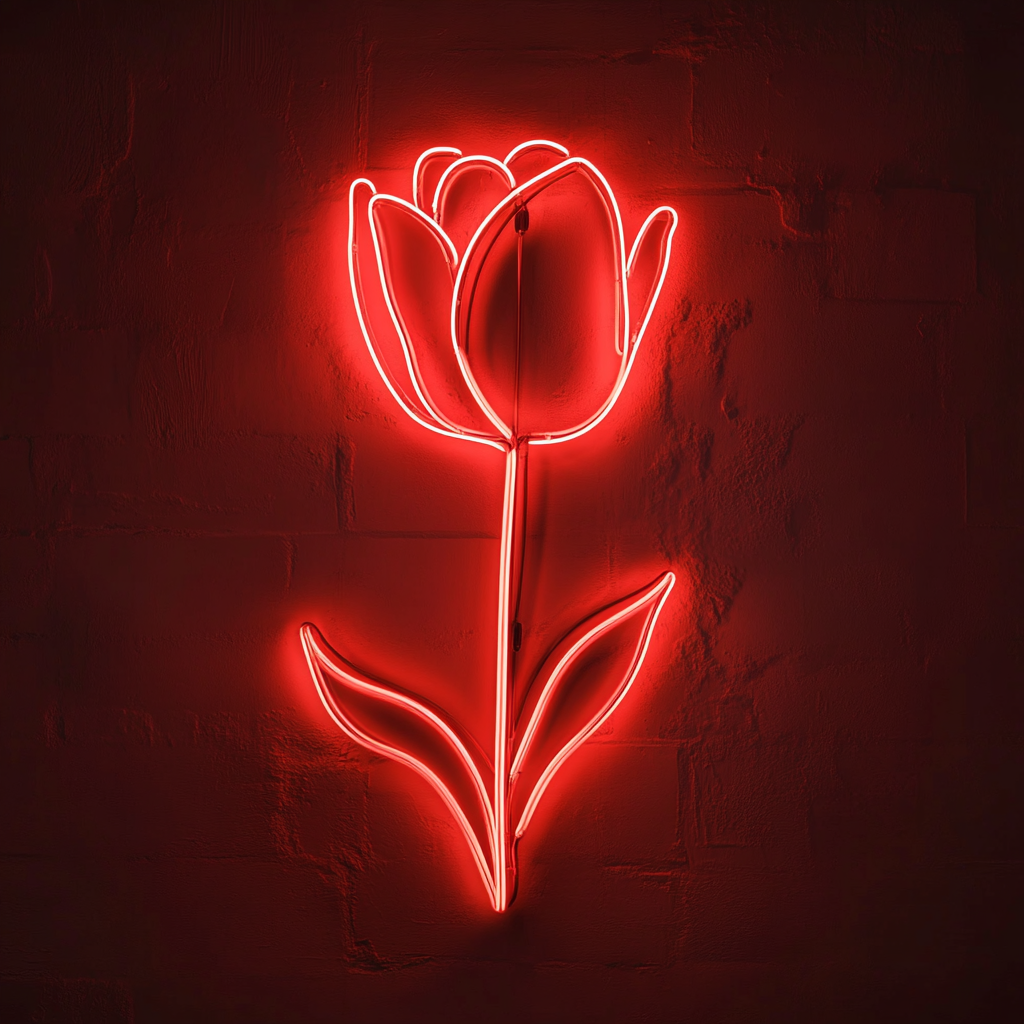 Tulip Flower - Red Neon Sign, 24 Inches