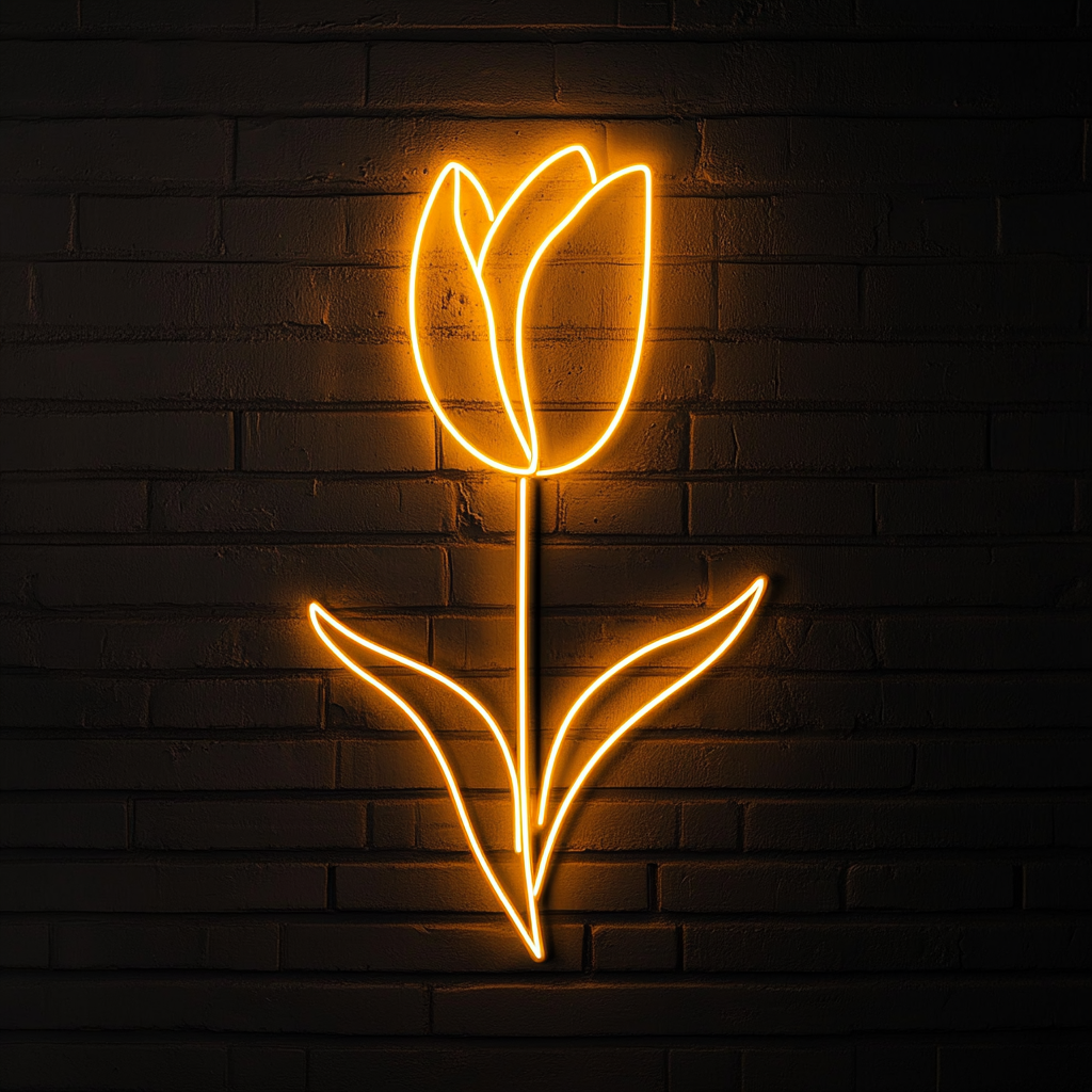 Tulip Flower - Yellow Neon Sign, 18 Inches