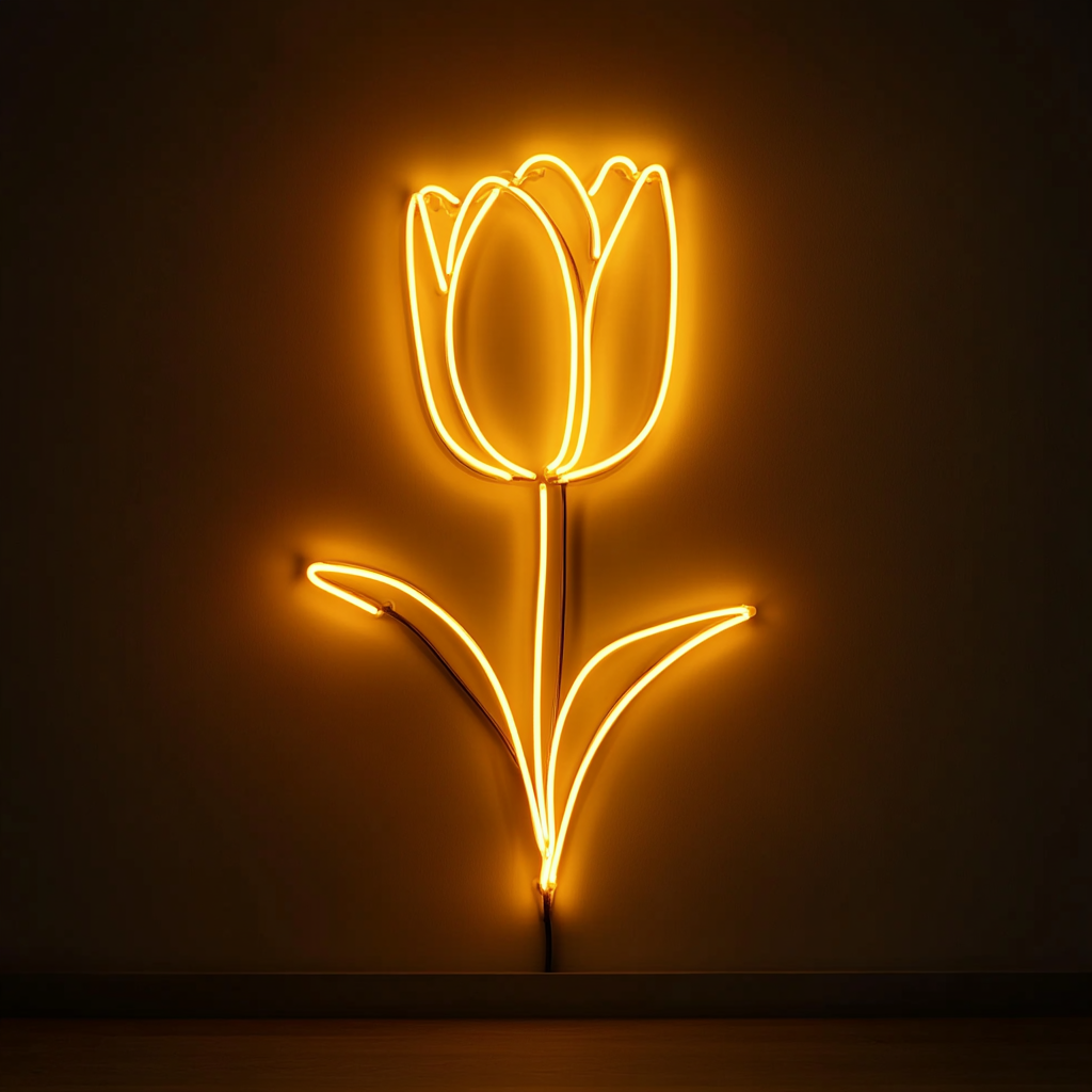 Tulip Flower - Yellow Neon Sign, 24 Inches