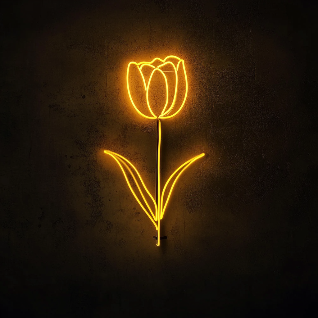 Tulip Flower - Yellow Neon Sign, 24 Inches