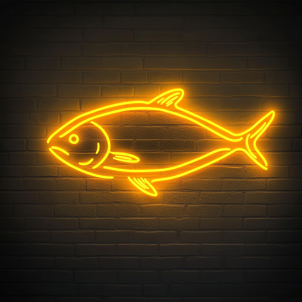 Tuna Steak - Yellow Neon Sign, 18 Inches