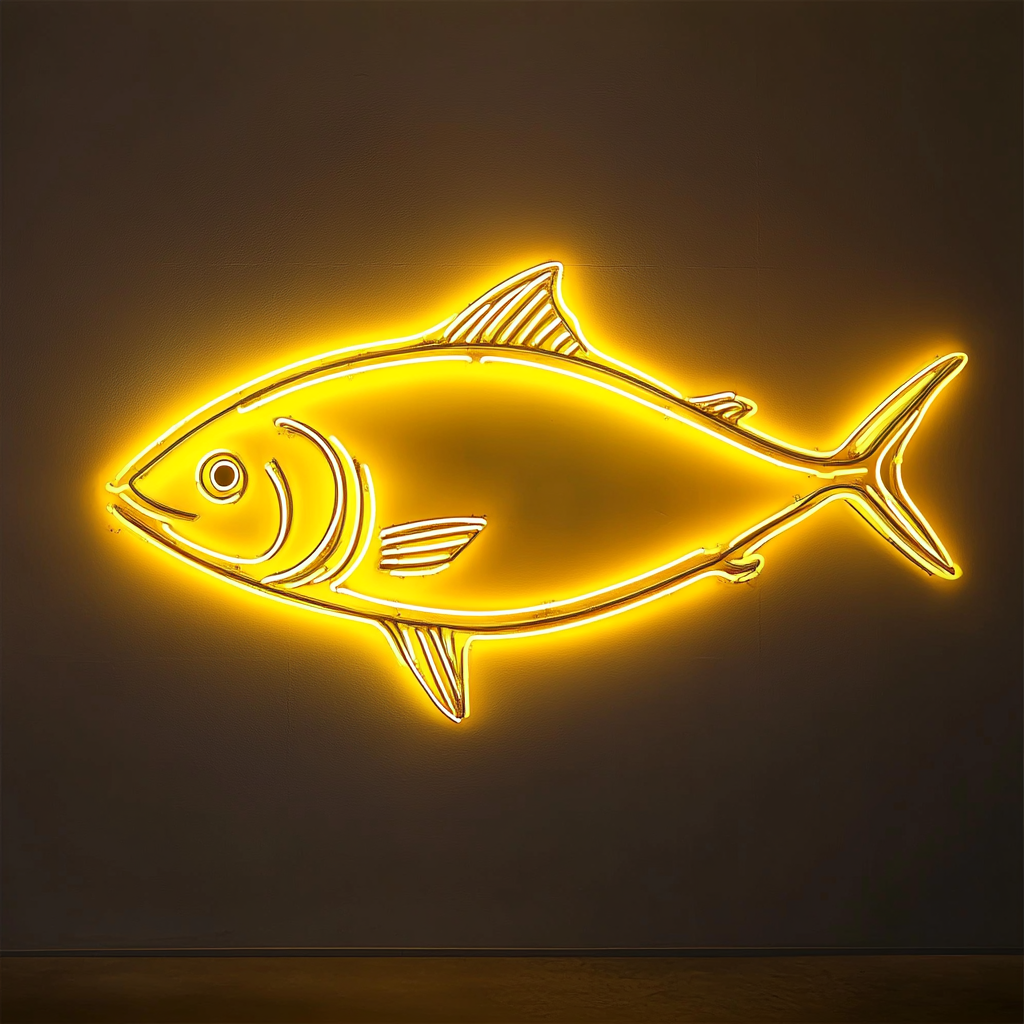 Tuna Steak - Yellow Neon Sign, 18 Inches