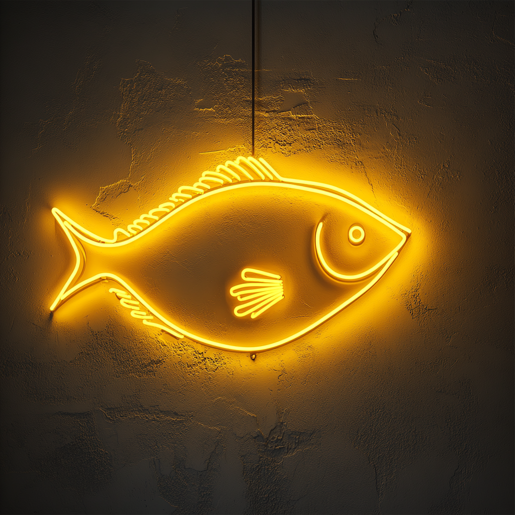 Tuna Steak - Yellow Neon Sign, 18 Inches