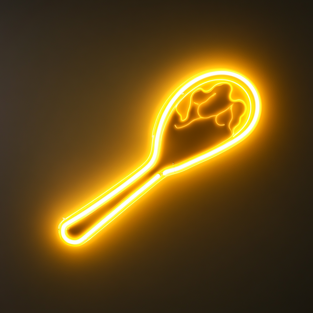Turkey Drumstick with Steam - Yellow Neon Sign, 18 Inches