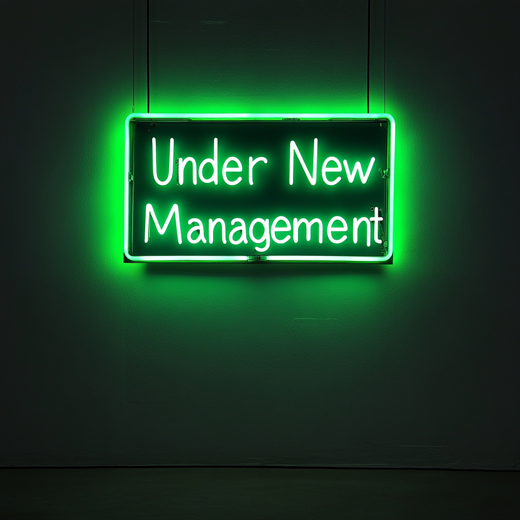 Under New Management - Green Neon Sign, 24 Inches