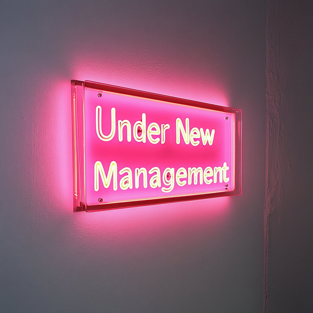 Under New Management - Pink Neon Sign, 18 Inches