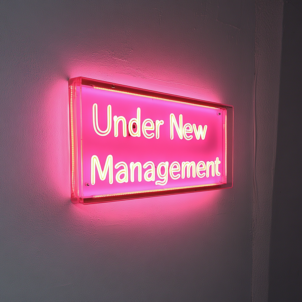 Under New Management - Pink Neon Sign, 24 Inches