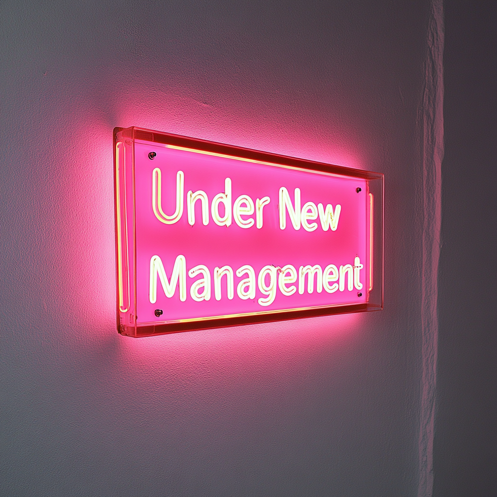 Under New Management - Pink Neon Sign, 18 Inches