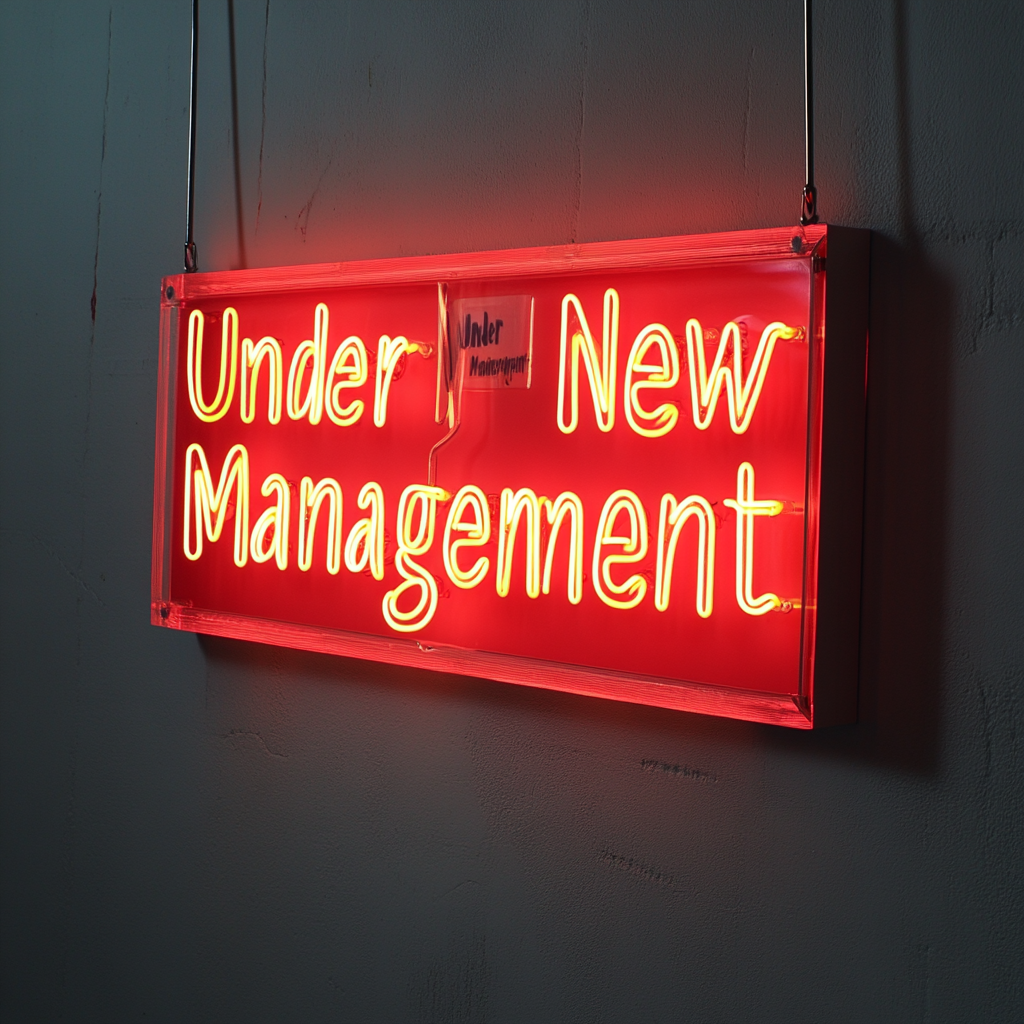 Under New Management - Red Neon Sign, 24 Inches