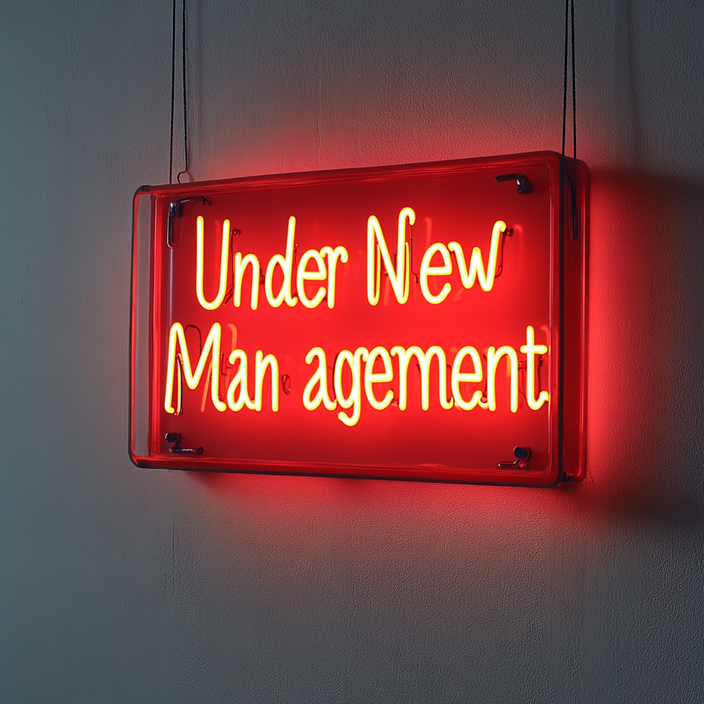 Under New Management - Red Neon Sign, 18 Inches
