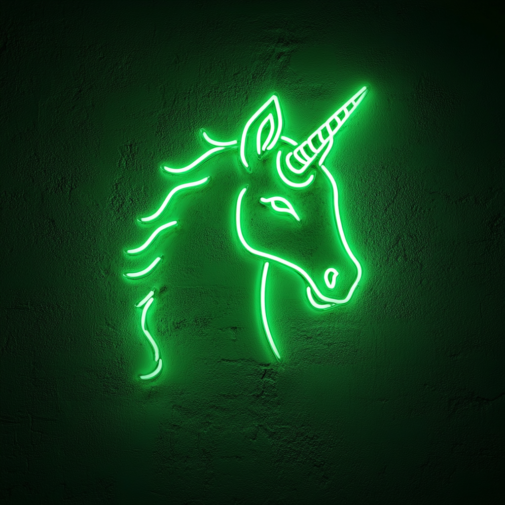 Unicorn Head - Green Neon Sign, 18 Inches