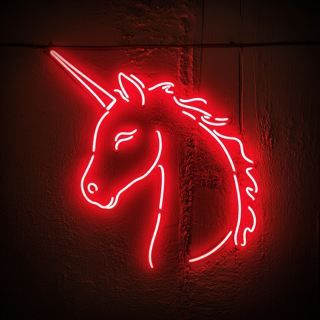 Unicorn Head - Red Neon Sign, 18 Inches