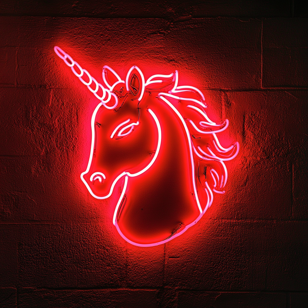 Unicorn Head - Red Neon Sign, 24 Inches
