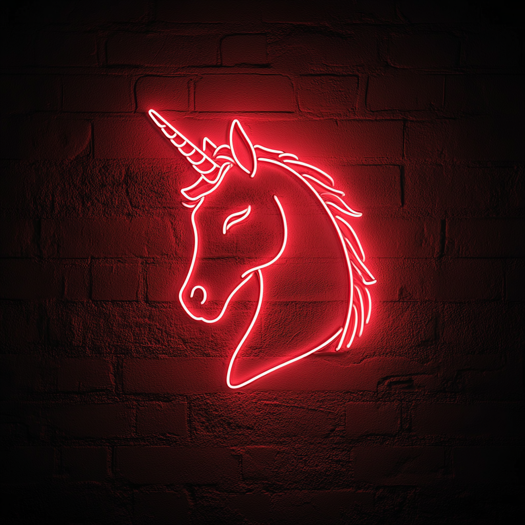 Unicorn Head - Red Neon Sign, 18 Inches