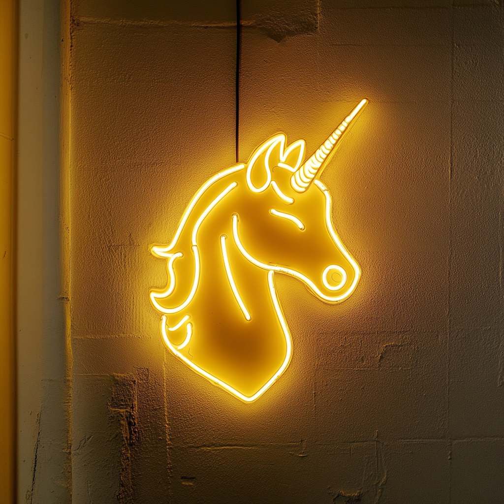 Unicorn Head - Yellow Neon Sign, 18 Inches