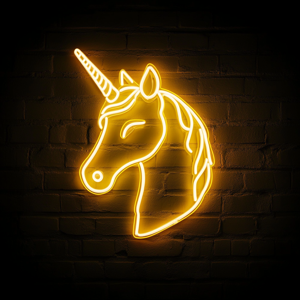 Unicorn Head - Yellow Neon Sign, 24 Inches
