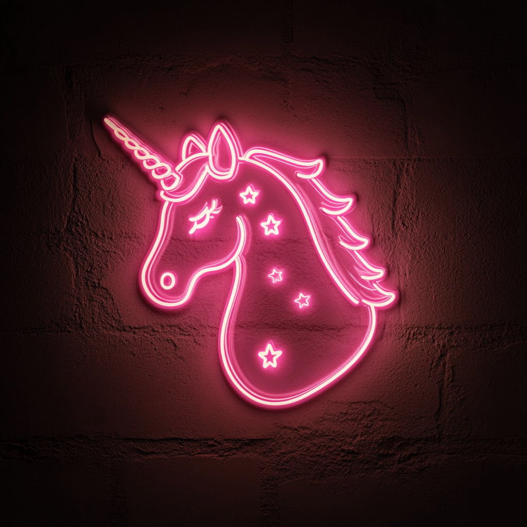 Unicorn with Stars - Pink Neon Sign, 18 Inches