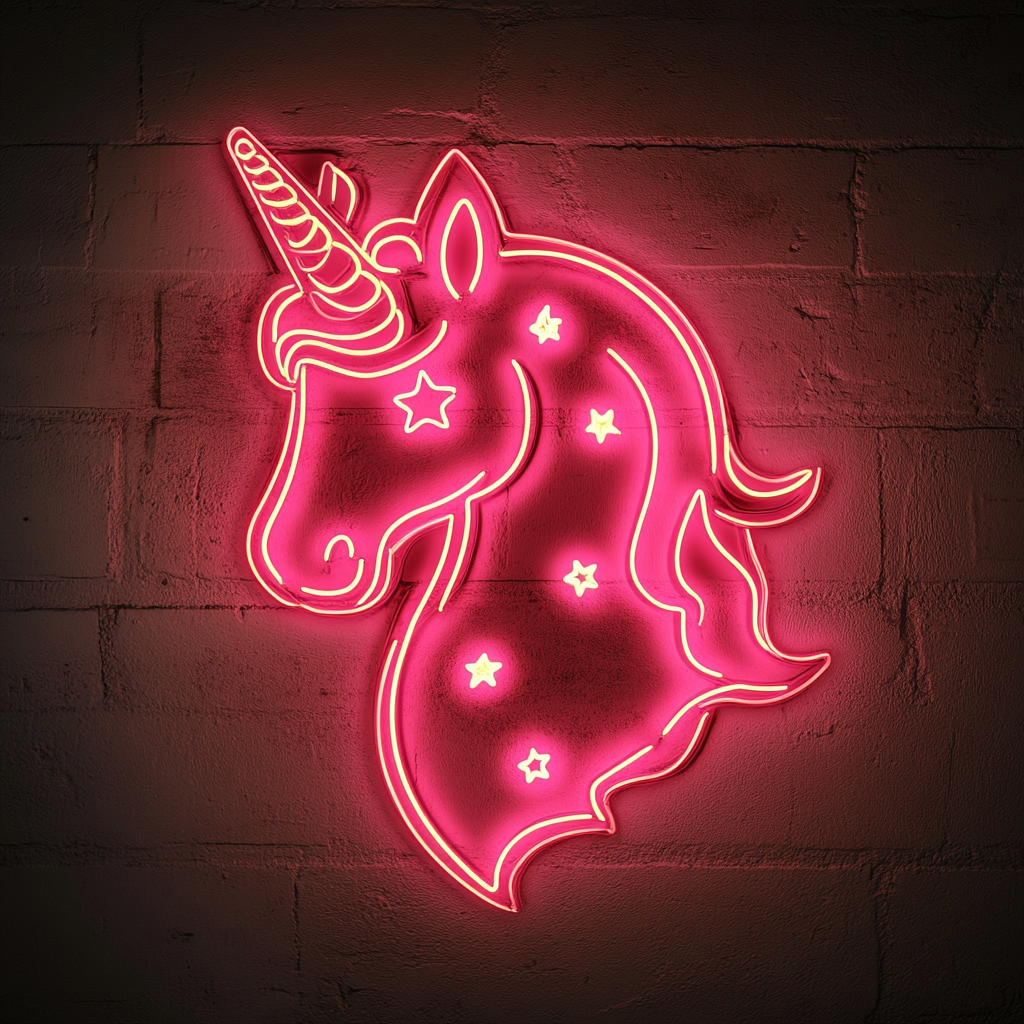Unicorn with Stars - Pink Neon Sign, 18 Inches