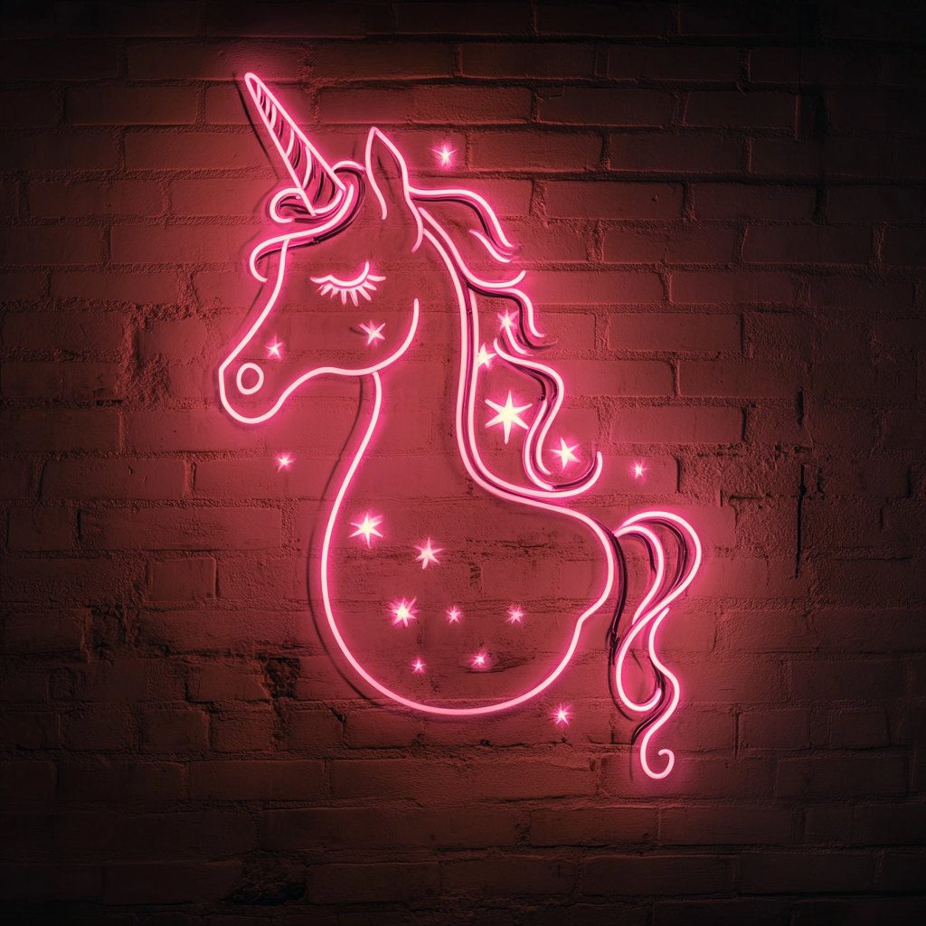 Unicorn with Stars - Pink Neon Sign, 24 Inches