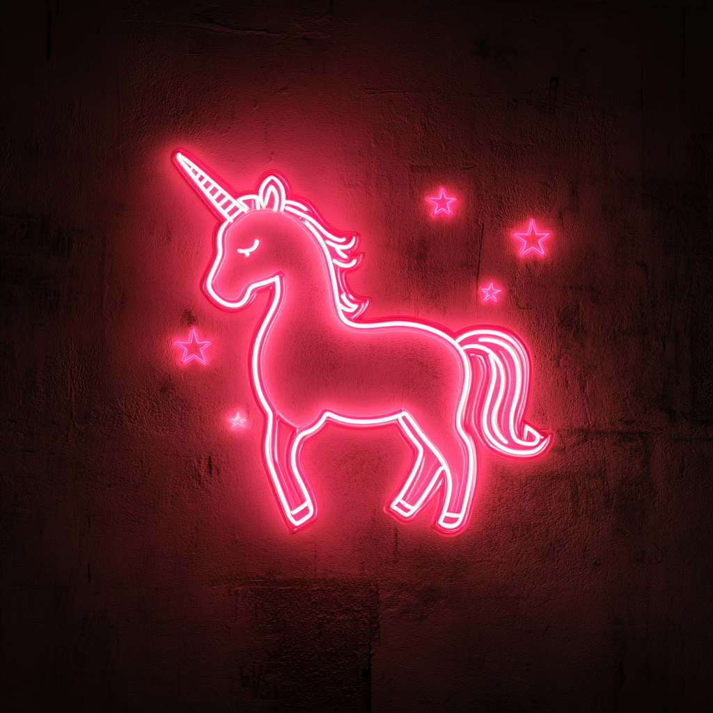Unicorn with Stars - Pink Neon Sign, 18 Inches