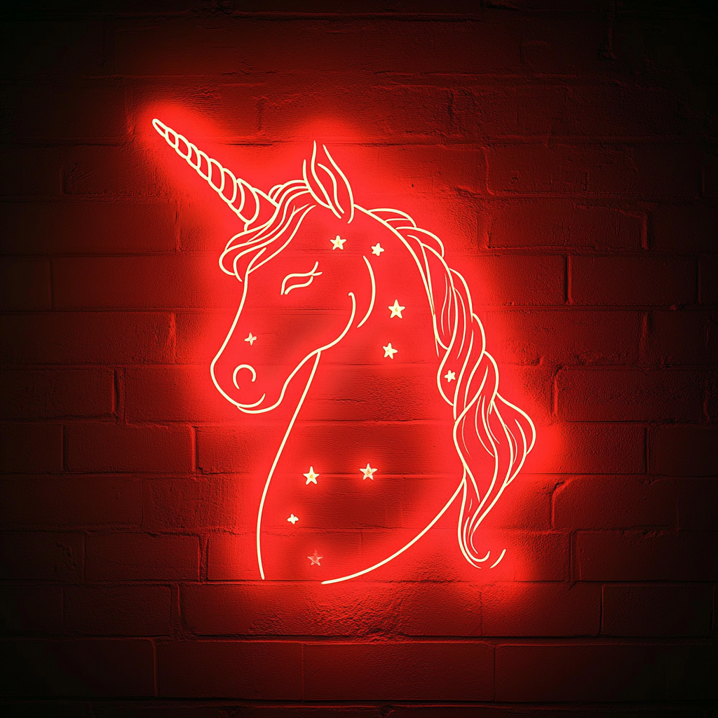 Unicorn with Stars - Red Neon Sign, 18 Inches