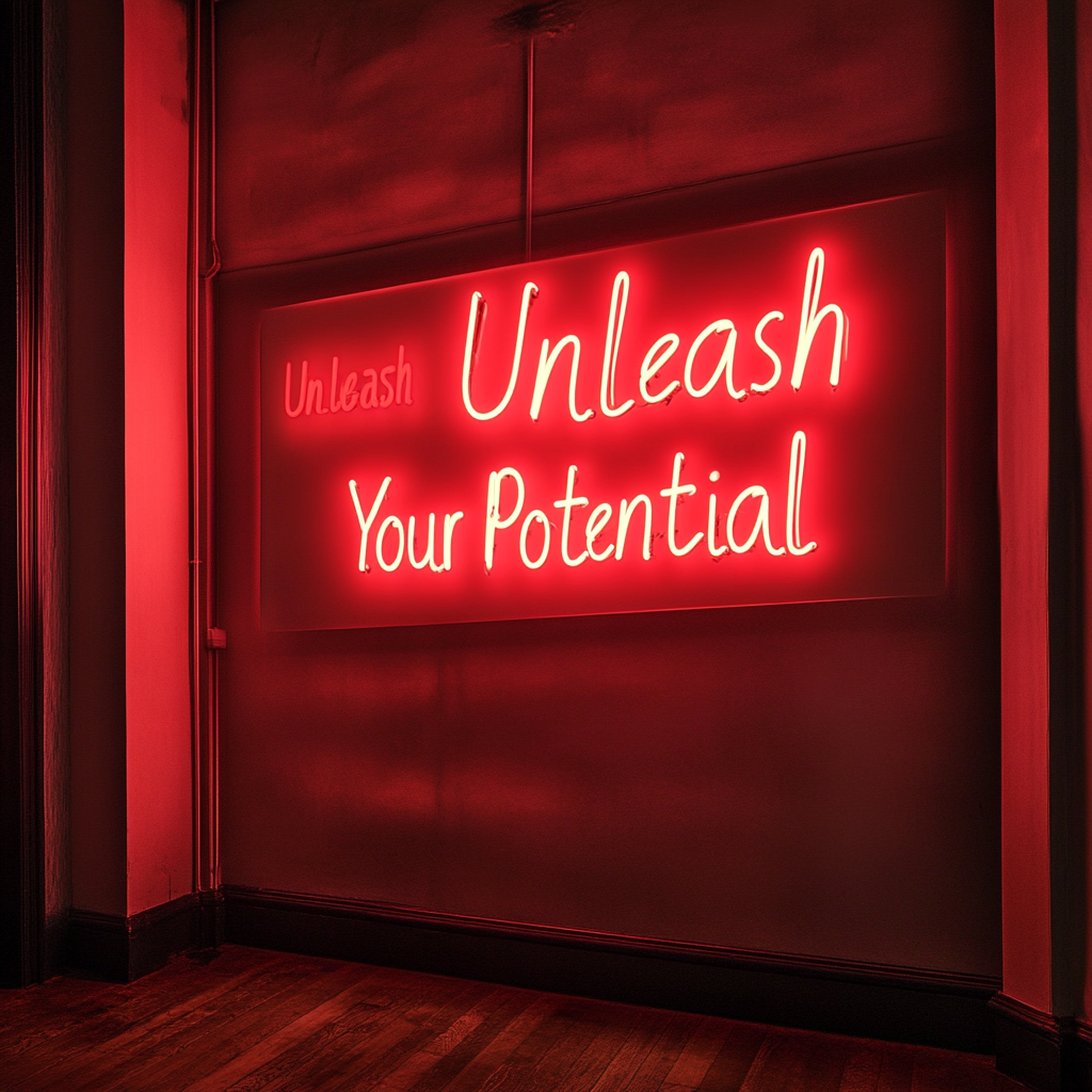 "Unleash Your Potential" - Red Neon Sign, 18 Inches