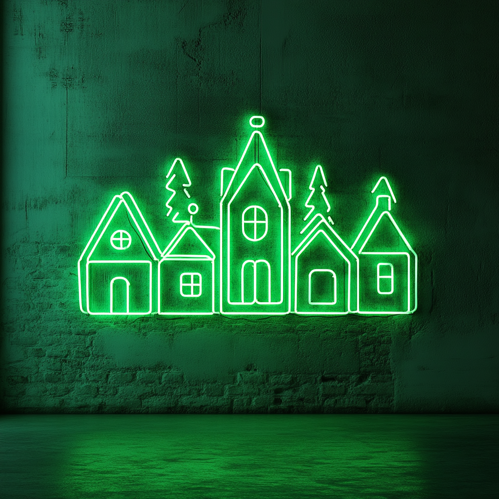 Village - Green Neon Sign, 24 Inches