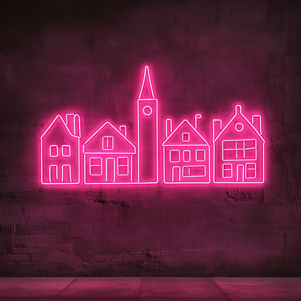 Village - Pink Neon Sign, 24 Inches