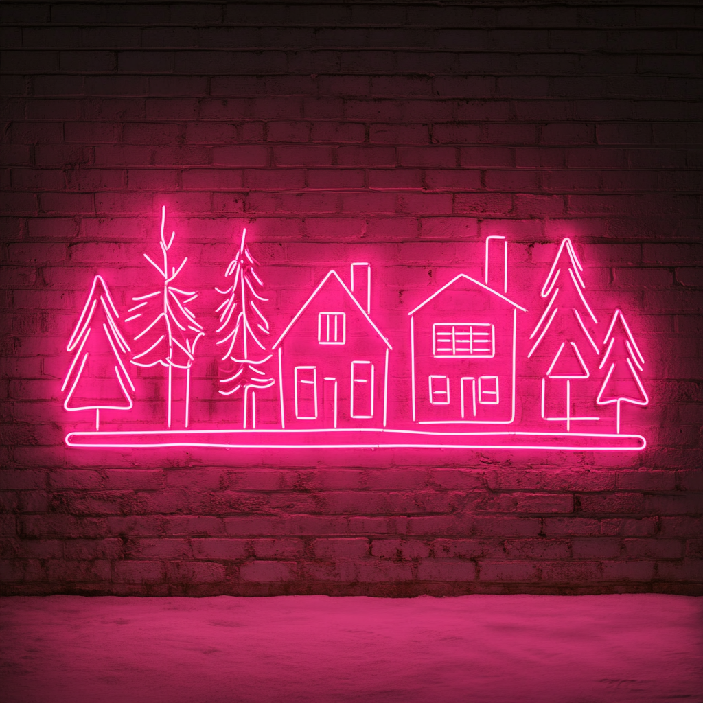 Village - Pink Neon Sign, 24 Inches