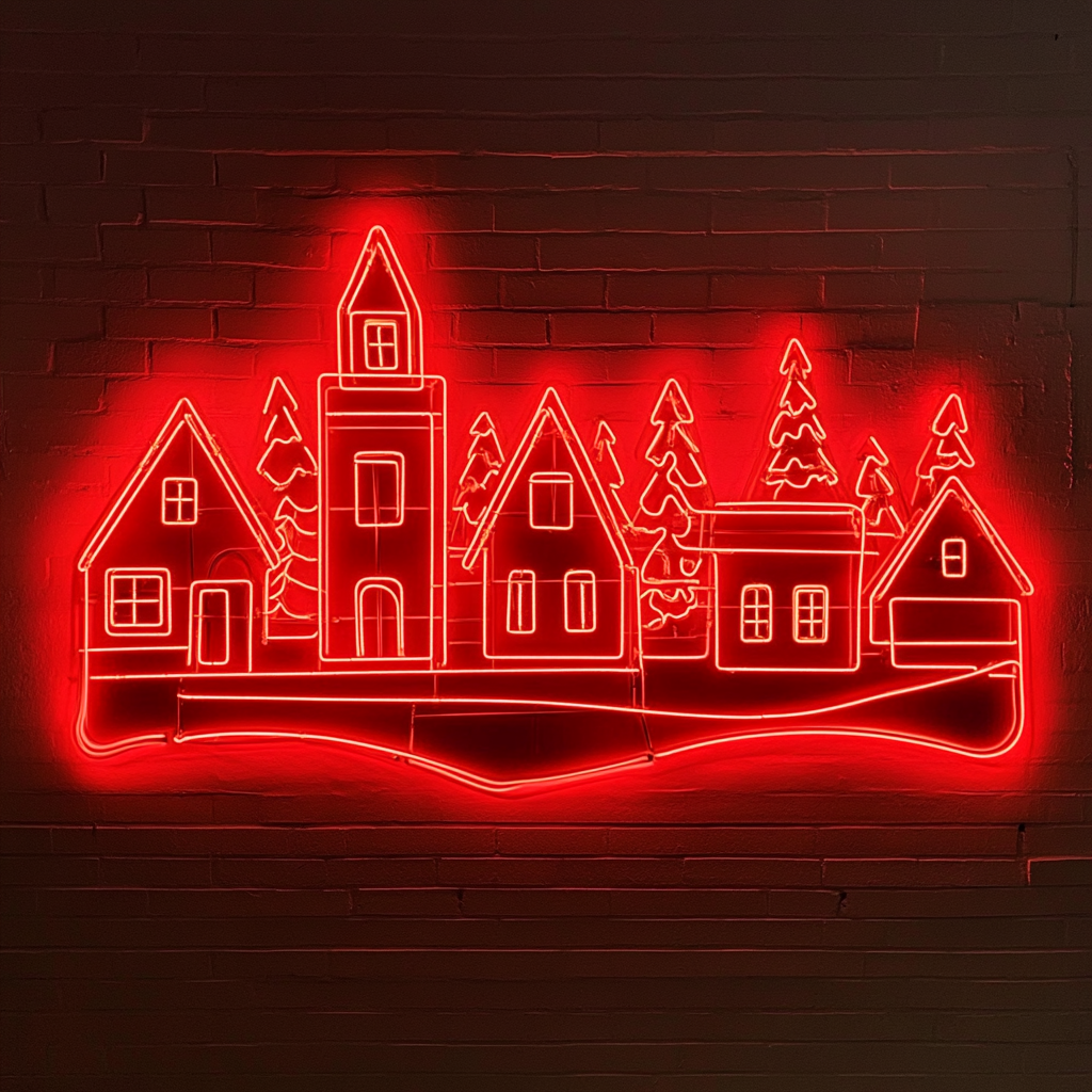 Village - Red Neon Sign, 24 Inches