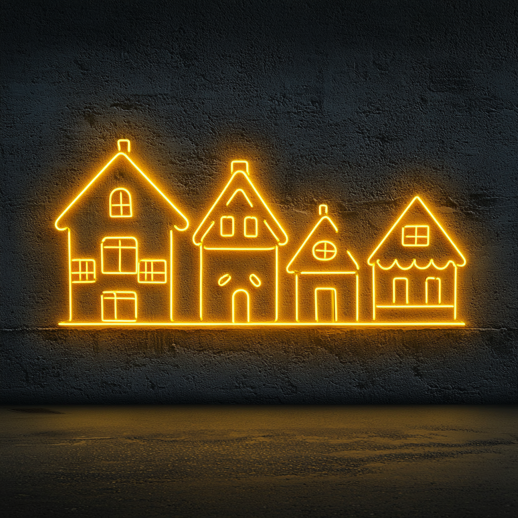 Village - Yellow Neon Sign, 18 Inches