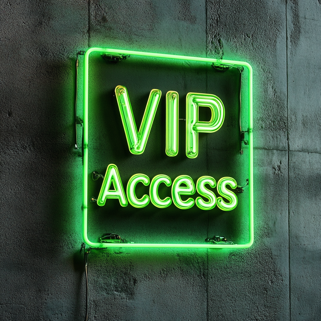 "VIP Access" - Green Neon Sign, 24 Inches
