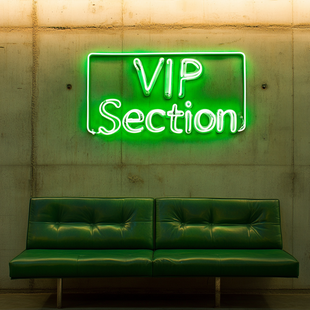 "VIP Section" - Green Neon Sign, 18 Inches