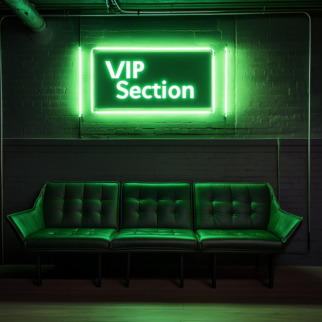 "VIP Section" - Green Neon Sign, 18 Inches