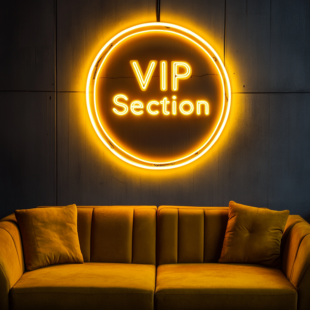 "VIP Section" - Yellow Neon Sign, 18 Inches
