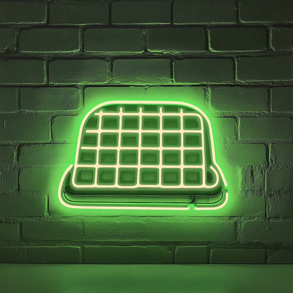 Waffle Iron - Green Neon Sign, 24 Inches