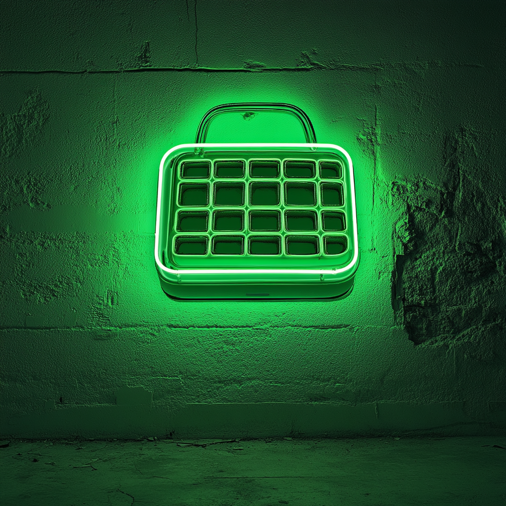 Waffle Iron - Green Neon Sign, 18 Inches