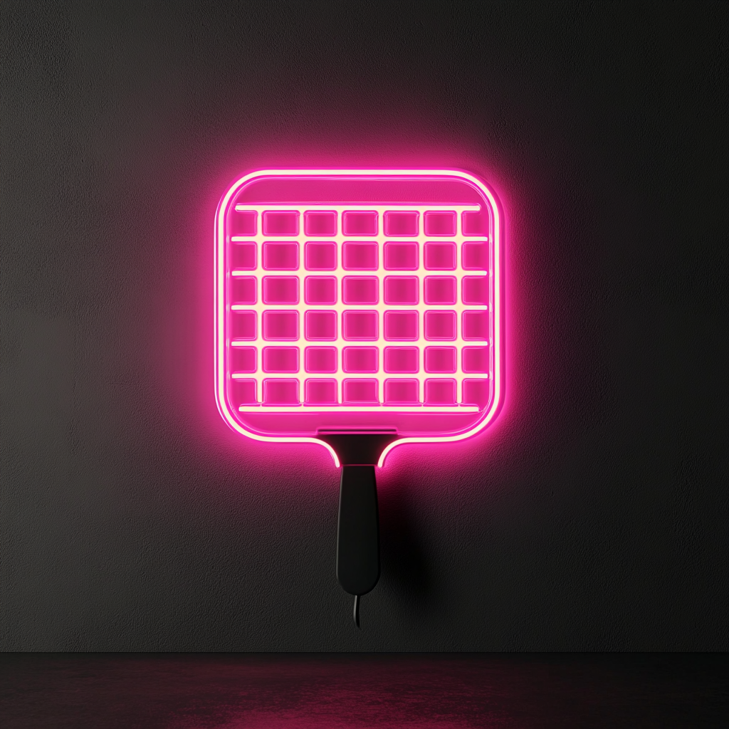 Waffle Iron - Pink Neon Sign, 18 Inches