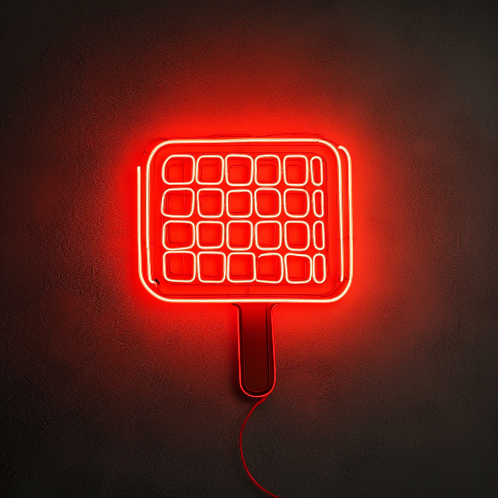 Waffle Iron - Red Neon Sign, 24 Inches